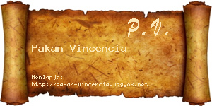 Pakan Vincencia névjegykártya